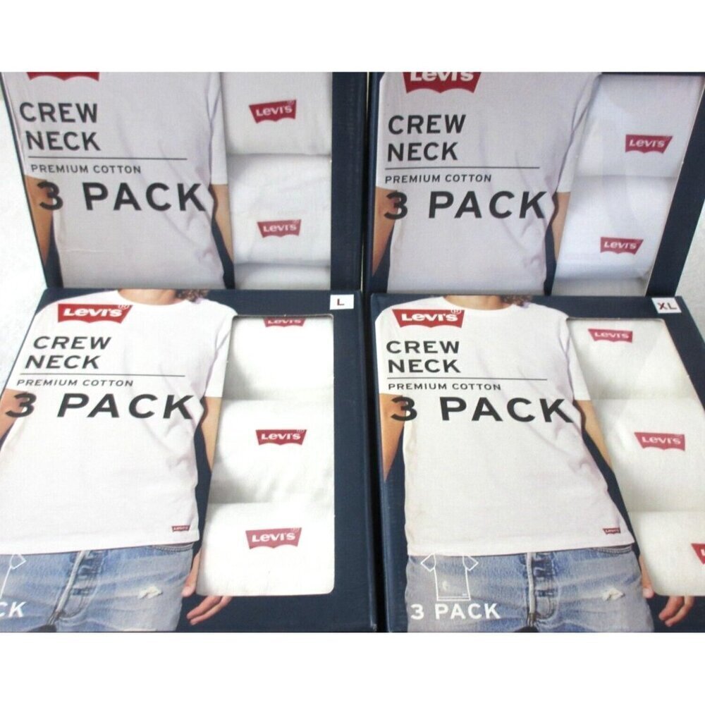 Levi's Men's Crewneck Premium Cotton Classic 3 Pack Tee shirts White NIB - Picture 4 of 6